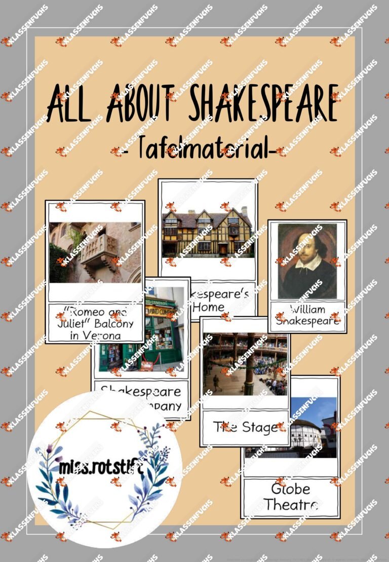 Shakespeare – Tafelmaterial – Bildkarten